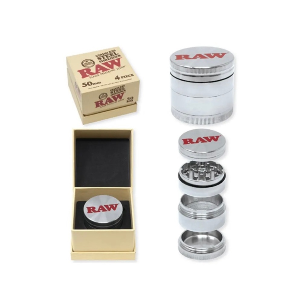 Raw Stainless-Steel Grind-er 50MM / Raw Shredder 4-Piece Grind-er